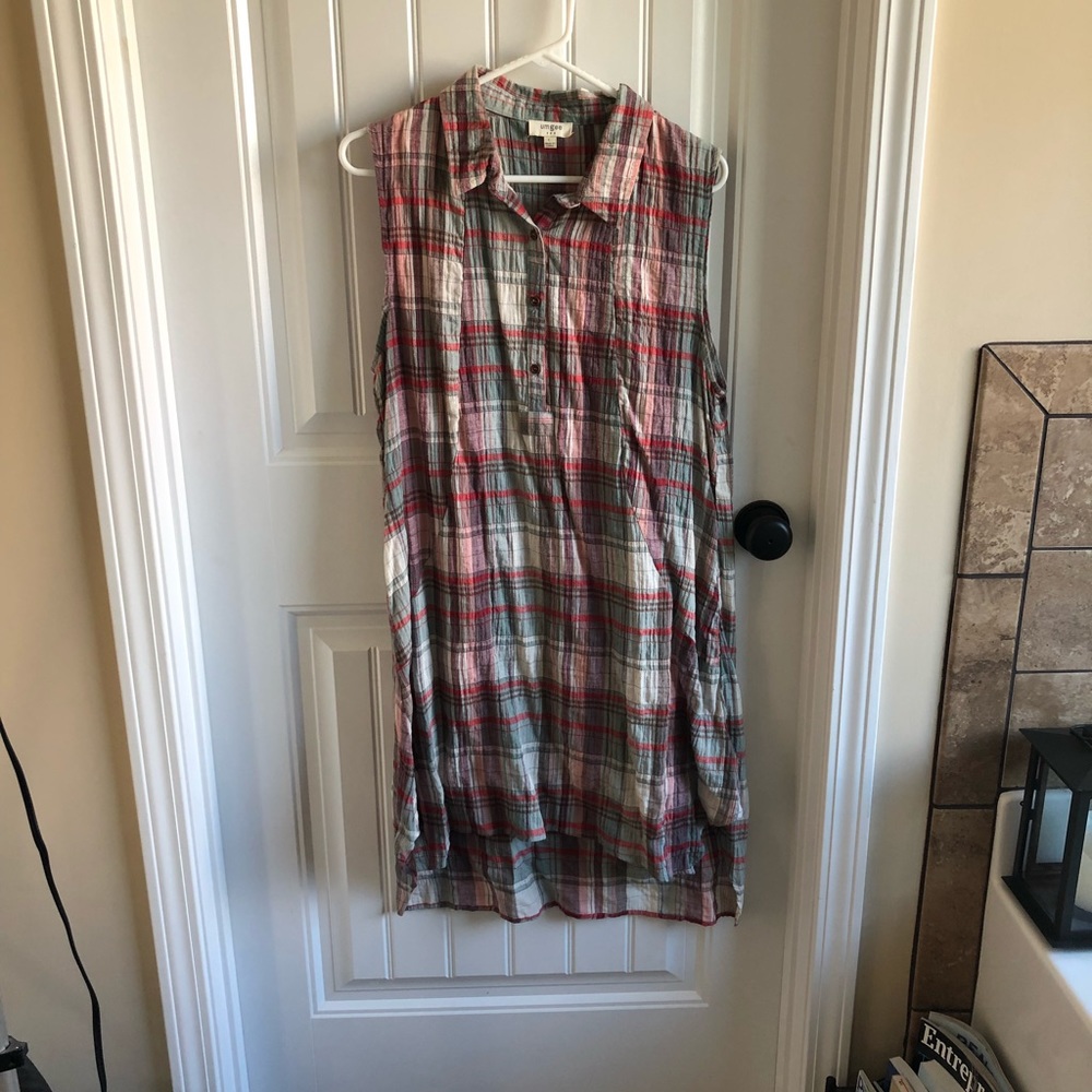 NWOT LARGE UMGEE USA PLAID HI-LO DRESS